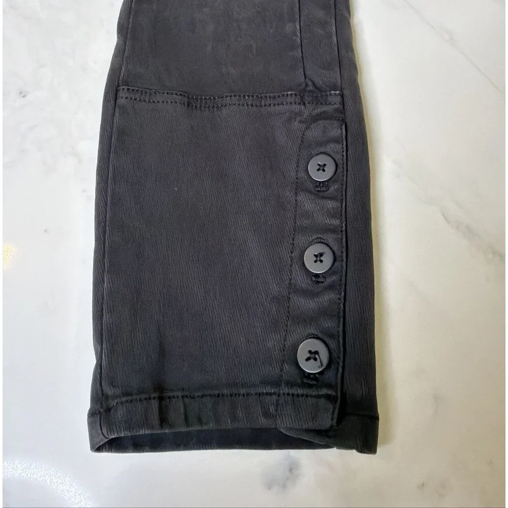 by Anthropologie Button-Hem Cropped Pants Gray 28 Boho Elevated Casual